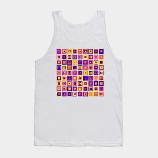 Abstract Square Geometric | Pop Fashion Modern Fusion Layered Blue Red Yellow Tank Top